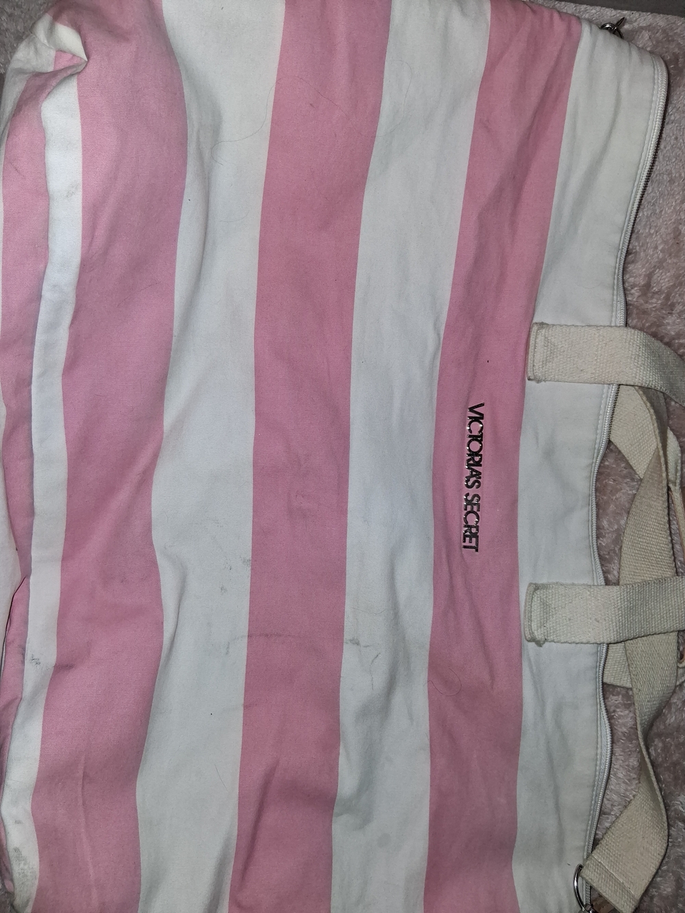 Victoria's Secret Pink & White Striped Tote